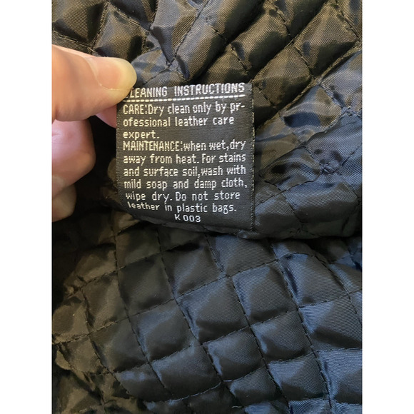 VINTAGE Members Only Jacket Mens Large Black Leather Full Zip Bomber Grunge 80s - Picture 5 of 10